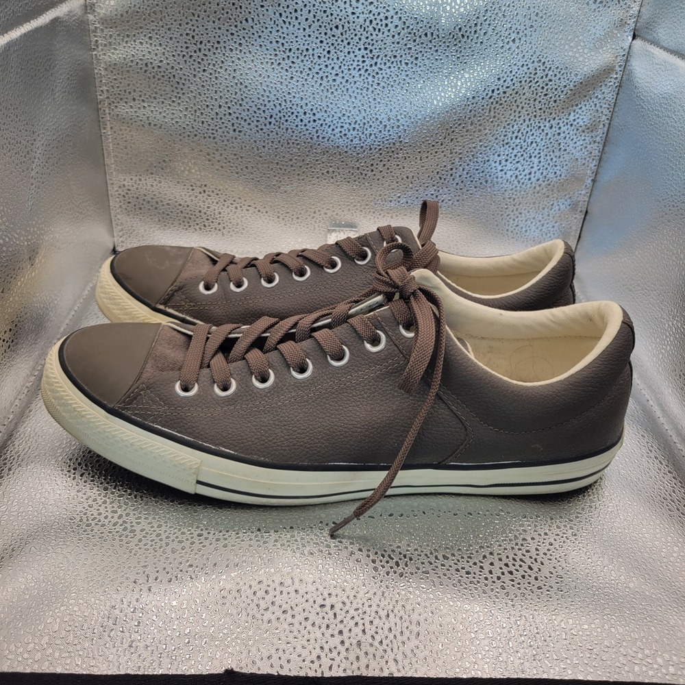 Converse All Star Mens Size 11 Brown Textured Leather Low Top Sneakers Shoes